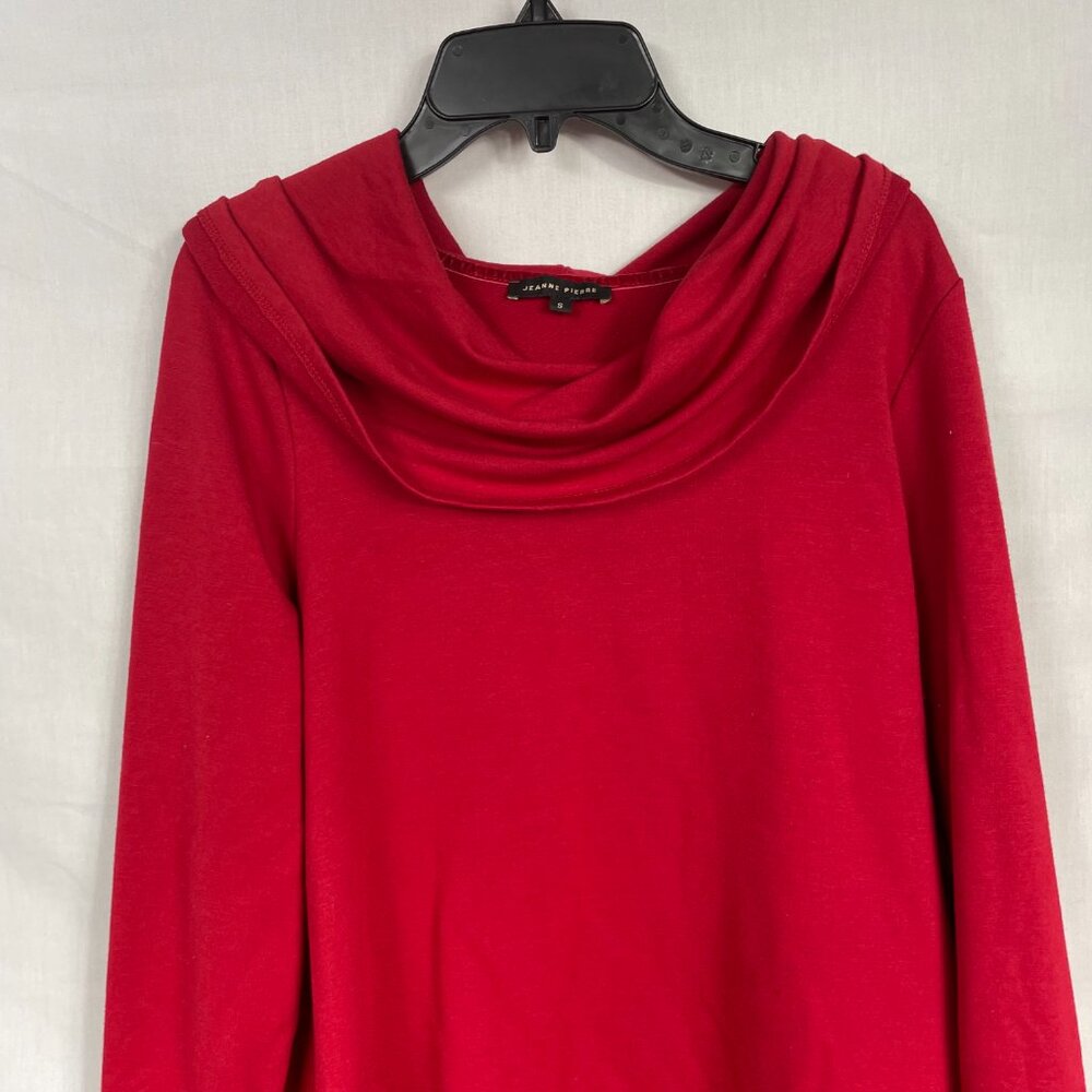 JEANNE PIERRE Women's Red Asymmetric Long-sleeve Sweater With Cowl Neck Size S - Picture 2 of 11